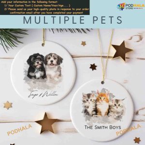 Pet Watercolor Personalized Ornament Using Pets Photo and Name Christmas Dog Gift 4