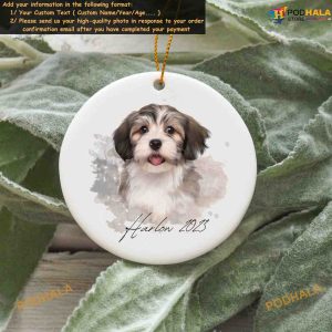 Pet Watercolor Personalized Photo and Name Ornament Dog Christmas