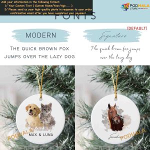 Pet Watercolor Personalized Photo and Name Ornament Dog Christmas 3