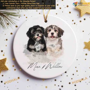 Pet Watercolor Personalized Photo and Name Ornament Dog Christmas 4