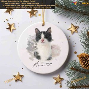 Pet Watercolor Personalized Photo and Name Ornament Dog Christmas 5