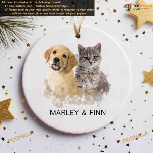Pet Watercolor Personalized Photo and Name Ornament Dog Christmas 6