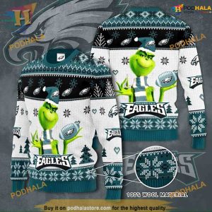 Philadelphia Eagles Grinch 3D Sweater, Funniest Ugly Christmas Sweater