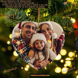 Photo Ornament Just Married, Personalized Christmas, Engagement Gift for Her