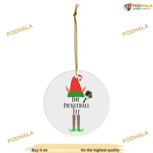 Pickleball Elf Christmas Ceramic Ornament, Family Christmas Tree Ornaments
