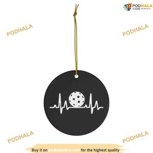 Pickleball Heartbeat Ceramic Ornament, Family Christmas Tree Ornaments