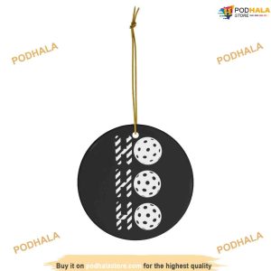 Pickleball Ho Ho Ho Ceramic Ornament, Funny Christmas Ornaments