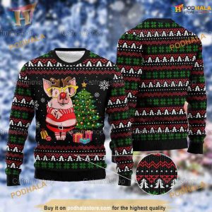 Pig Reindeer Funny Pig Christmas Sweater, Pig Lover Gift