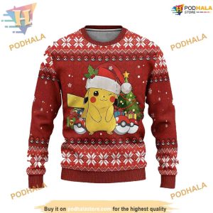 Pikachu Anime Ugly Christmas Sweater, Cute Ugly Christmas Sweater