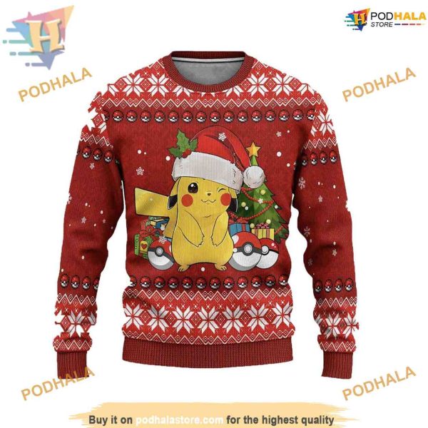 Pikachu Anime Ugly Christmas Sweater, Cute Ugly Christmas Sweater