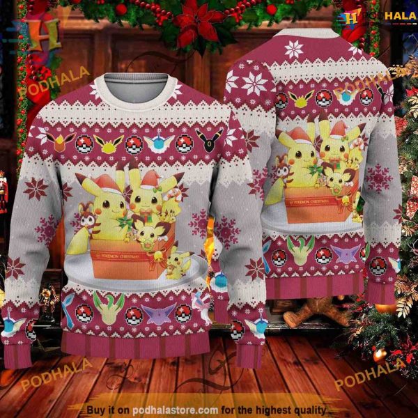 Pikachu Ugly Christmas Sweater, Funny Xmas Sweater