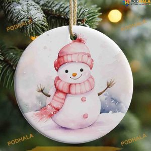 Pink 3D Snowman Christmas Ornament, Friends Christmas Ornaments