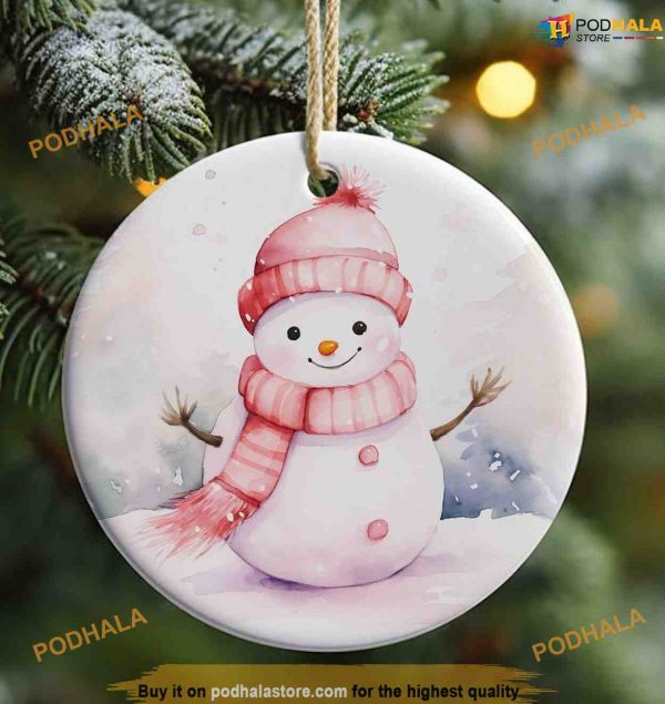 Pink 3D Snowman Christmas Ornament, Friends Christmas Ornaments