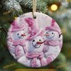 Pink 3D Snowmans Christmas Ornament, Family Christmas Ornaments