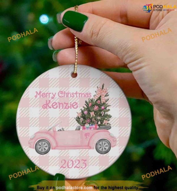 Pink Doll Car Ornament, Personalized Family Christmas Decoration