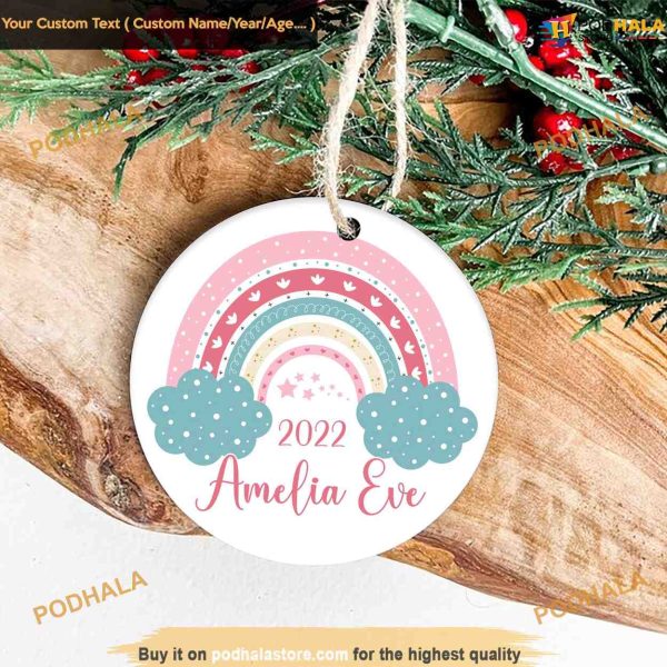 Pink Rainbow Baby 2022 Ornament, Friends Christmas Ornaments