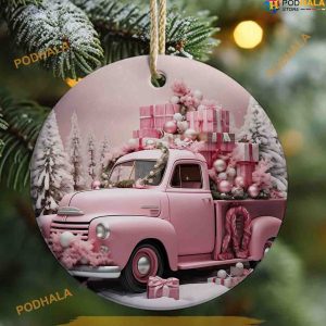 Pink Truck 3D Christmas Ornament, Family Christmas Tree Ornaments