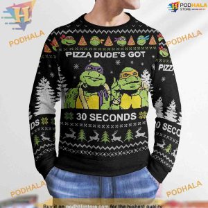 Pizza Dude's 30 Seconds Christmas Sweater, Funny Xmas Sweater