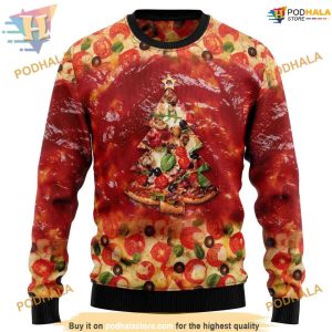 Pizza Ugly Knit Christmas Sweater, Funny Womens Christmas Sweater