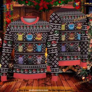 Pokeeemon Eeveelution Xmas Sweater, Friends Christmas Sweater