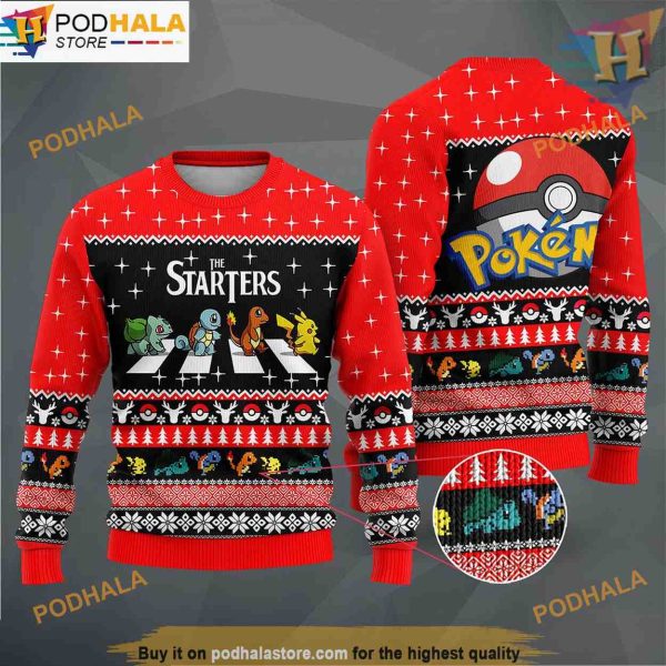 Pokemon Walking Road Christmas Sweater, Family Ugly Christmas Sweater