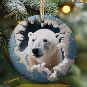Polar Bear Wall Crack Ornament, Funny Christmas Ornaments