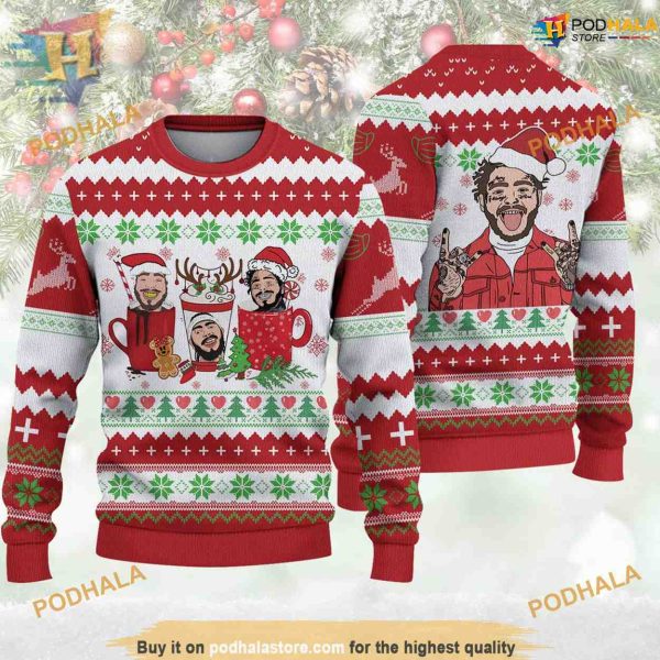 Post Malone Woolen Christmas Sweater, Funny Womens Christmas Sweater