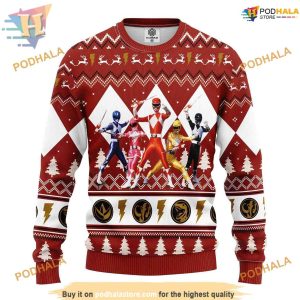 Power Rangers Team Ugly Knit Sweater, Friends Christmas Sweater