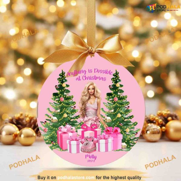 Pretty in Pink Barbie Ornament, Barbie Doll Christmas Ornaments Pink Bauble