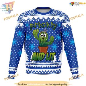 Prickly and Lit Ugly Christmas Sweater, Funniest Ugly Christmas Sweater