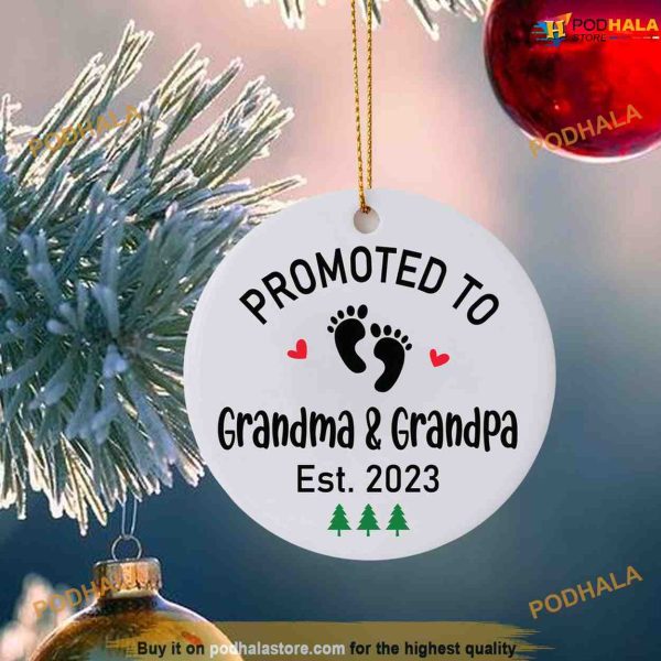 Promoted to Grandparents Ceramic, Personalized Family Christmas Ornaments