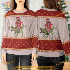Pug Drive Dinosaur Christmas 3D Sweater, Cute Ugly Christmas Sweater