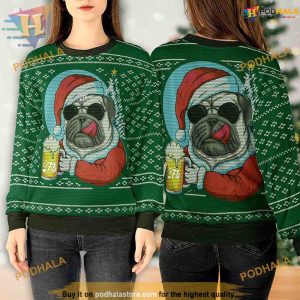 Pug Santa and Beer 3D Sweater, Funny Xmas Sweater