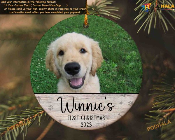 Puppy’s First Christmas Custom Dog Picture, Personalized Keepsake