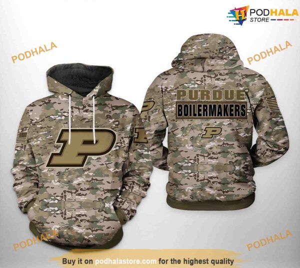 Purdue Boilermakers Camo Veteran NCAA 3D Hoodie, Sweatshirt, Shirt