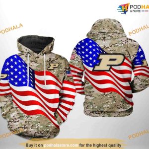 Purdue Boilermakers US Flag Camo Veteran NCAA 3D Hoodie, Sweatshirt, Shirt