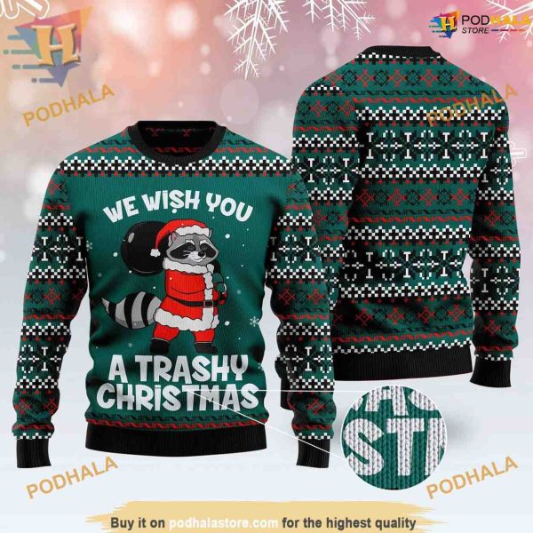 Raccoon Trashy All Over Print Ugly Christmas Sweater, Cute Ugly Christmas Sweater