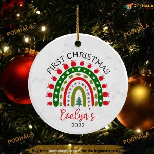 Rainbow Baby's First Christmas Ornament, Personalized Baby's 1st Christmas