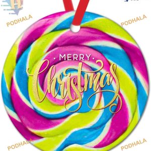 Rainbow Lollipop Ceramic Christmas Tree Ornament, Family Christmas Ornaments