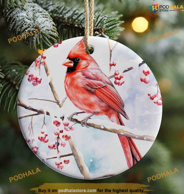 Red Cardinal Sublimation Ornament, Family Christmas Tree Ornaments