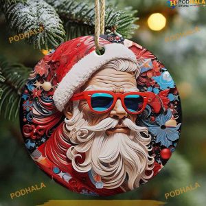 Red Santa Claus Sublimation Ornament, Personalized Family Ornaments