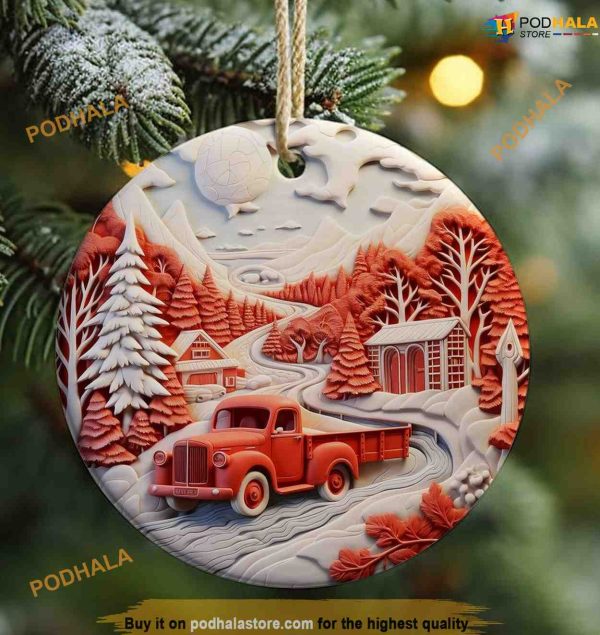 Red Truck Christmas Ornament, Friends Christmas Ornaments