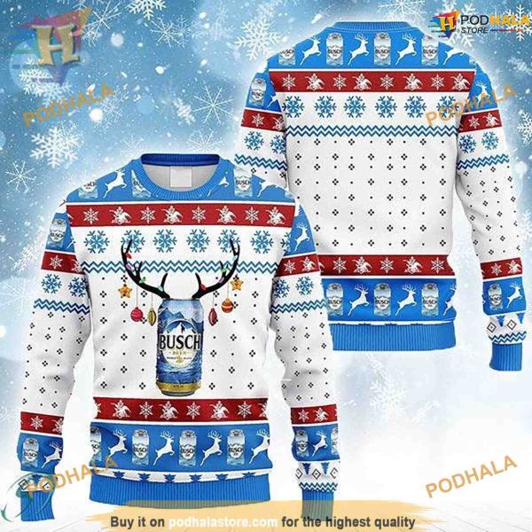 Reindeer Busch Beer Ugly Christmas 3D Sweater, Friends Christmas Sweater