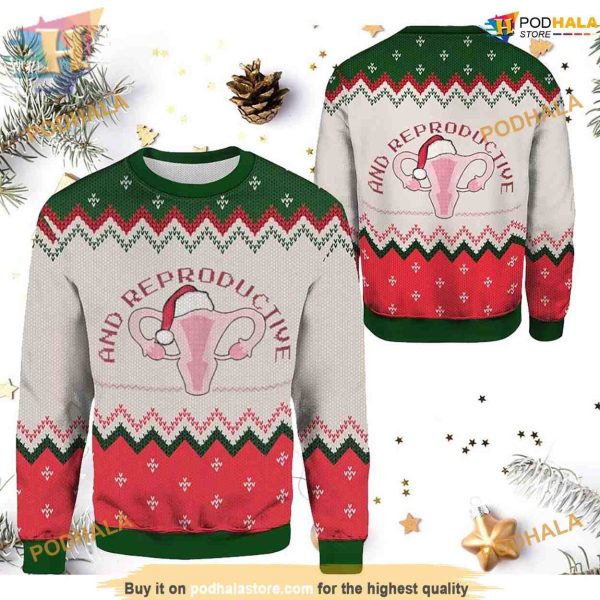 Reproductive Rights Matching Ugly Christmas Sweater, Funniest Ugly Christmas Sweater