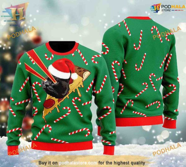 Retro Drax Pizza Cat Ugly Christmas Sweater, Cute Ugly Christmas Sweater