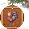 Retro Floral Chicken Ornament, Personalized Family Christmas Ornaments