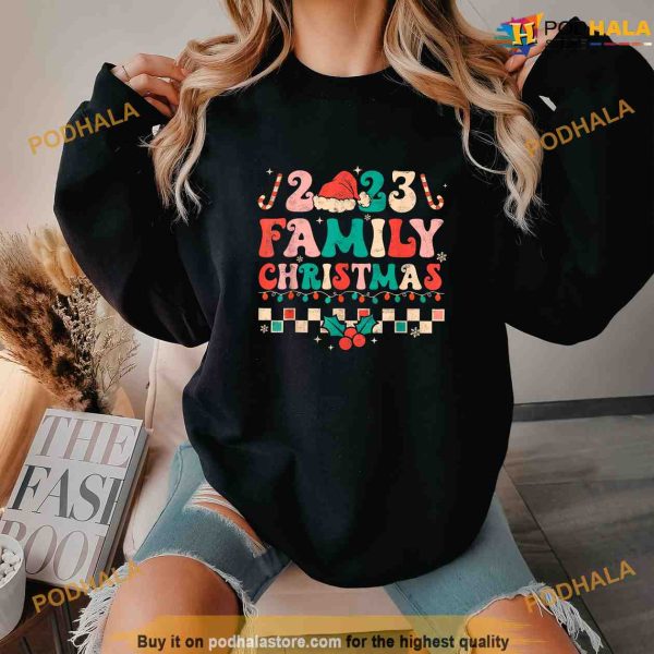 Retro Groovy Family Christmas 2023 Squad Matching Pajamas Shirt