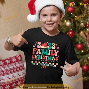 Retro Groovy Family Christmas 2023 Squad Matching Pajamas Shirt 3