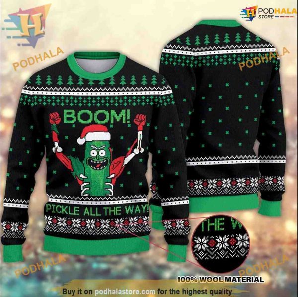 Rick And Morty Pickle Ugly Christmas Sweater, Cute Ugly Christmas Sweater