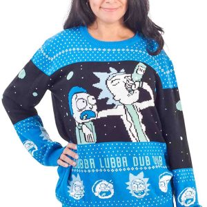 Rick and Morty Wubba Lubba Spaceship Sweater, Family Ugly Christmas Sweater